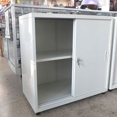 スチール書庫①幅80×高80cm 引戸 鍵付き 収納庫 キャビネット 事務用 オフィス家具 引違い☆ 札幌市 北区 屯田 の画像