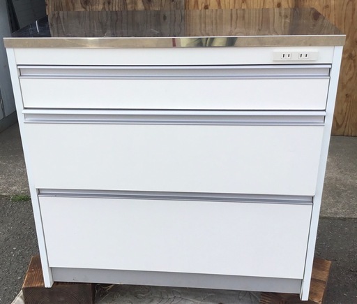3引出し付きキッチンテーブル サイズ約 横89奥行き46高さ85cm