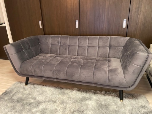 【取引中】NOCE ソファOXFORDl ベルベット ソファ 3人がけ グレー 美品