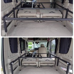 ● エブリィ ワゴン ベッドキット パンチカーペット  高さ調節タイプ DA17W 専用 車中泊 釣り アウトドア キャンプ 説明書付属 日本製 中古 ④の画像