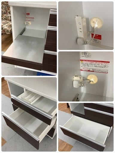 ジモティー限定価格！S154 ⭐ ユーアイ製 キッチンボード 食器棚 ソフトクローズ搭載 モイス 幅89cm USED