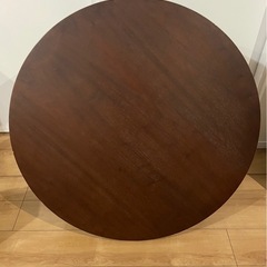 新生活　テーブル　円形　木製　座卓 ダークブラウンの画像