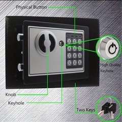 デジタル セーフボックス ミニ 電子式 家庭 事務所 ホテル用 ジュエリー 現金 通貨 貯蔵に最適 キーボードおよびキーでの解錠の画像