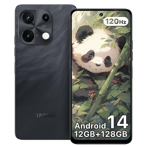 ② 新品未開封 UMIDIGI Note100 ブラック simフリーAndroidスマートフォン本体 Android14 6.8インチ リフレッシュレート120Hz メモリ12GB ストレージ128GB 4GデュアルSIM 顔認証&指紋認証対応 バッテリー5000mAh NFC Google pay対応 Type-C PD急速充電 FMラジオ スマホ