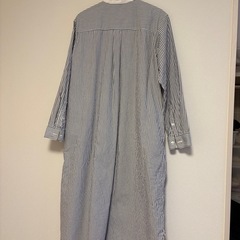 【無印良品】スタンドカラー長袖ワンピース M コットン100%の画像
