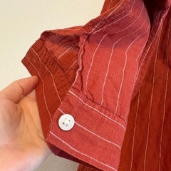 【無印良品】リネン 七分袖ブラウス M 赤の画像
