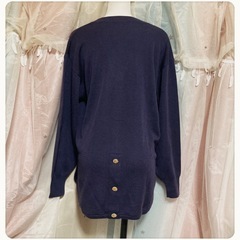 ꒰REMOVE꒱金ボタン 長袖 ニット カーディガン 紺色 LLサイズOKの画像