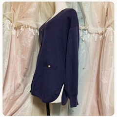 ꒰REMOVE꒱金ボタン 長袖 ニット カーディガン 紺色 LLサイズOKの画像