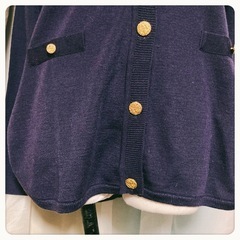 ꒰REMOVE꒱金ボタン 長袖 ニット カーディガン 紺色 LLサイズOKの画像