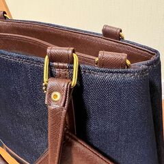 バッグ デニム トートバッグ レディース メンズ 手提げバッグ ママバッグ 通勤バッグ 仕切りの画像