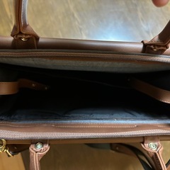 ビジネスバッグ（2WAY）チェック柄×ブラウン 合皮レザーの画像
