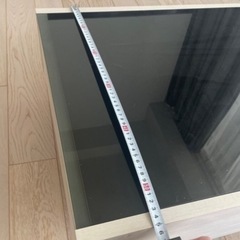 美品　モダンデコ センターテーブル 木製 ガラステーブル 北欧 スクエアデザインの画像