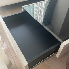 美品　モダンデコ センターテーブル 木製 ガラステーブル 北欧 スクエアデザインの画像