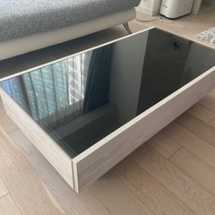 美品　モダンデコ センターテーブル 木製 ガラステーブル 北欧 ...
