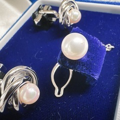 真珠カフス・タイピンセットの画像