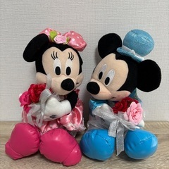 ミッキーとミニーのぬいぐるみセット+専用のバッグ2枚