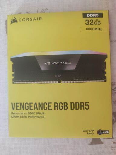 CORSAIR DDR5-6000MHz VENGEANCE RGB DDR5シリーズ Intel XMP メモリキット 32GB ブラック [16GB×2枚]