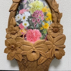 木彫り　木工品　写真入れの画像