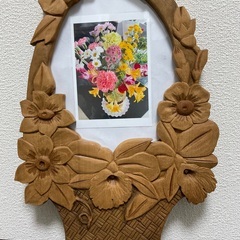 木彫り　木工品　写真入れの画像