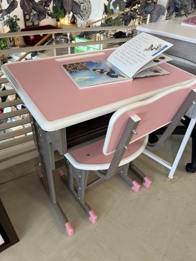 キッズ チェア 節約 子供用 デスク ピンク ピンクの学習机・椅子セット