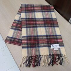 ジョンストンズオブエルガン Johnstons of Elgin カシミヤマフラー 100％ スコットランド製 タータンチェック柄 USED品 苫小牧西店の画像