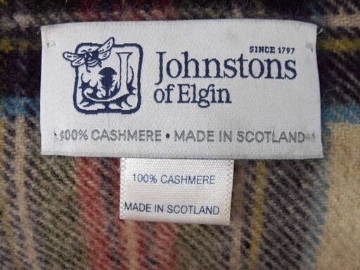 ジョンストンズオブエルガン Johnstons of Elgin カシミヤマフラー 100％ スコットランド製 タータンチェック柄 U