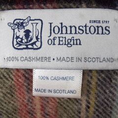 ジョンストンズオブエルガン Johnstons of Elgin カシミヤマフラー 100％ スコットランド製 タータンチェック柄 USED品 苫小牧西店の画像