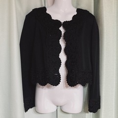 1300.PLATINE黒いレーストリム長袖カーディガン⭐︎
