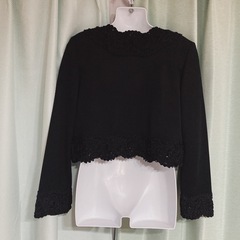 1300.PLATINE黒いレーストリム長袖カーディガン⭐︎の画像
