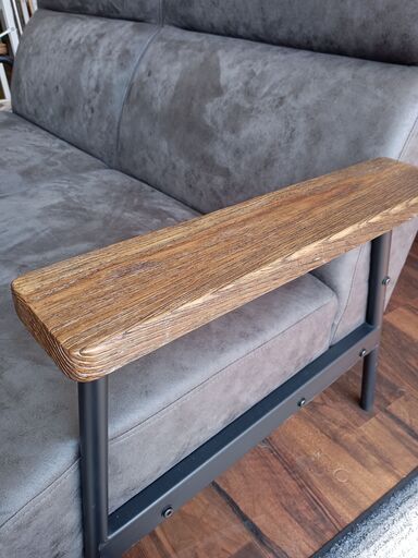 2人掛けソファ グレー ブラック アイアン ベルベット地 サイズ（約）幅