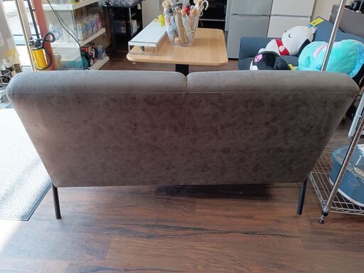 2人掛けソファ グレー ブラック アイアン ベルベット地 サイズ（約）幅