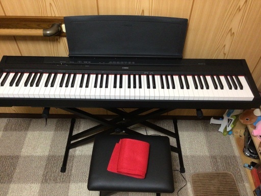 YAMAHA P-115電子ピアノスタンド&椅子セットキーカバー赤色