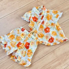 甚平　ベビー　キッズ　オレンジ　花柄の画像