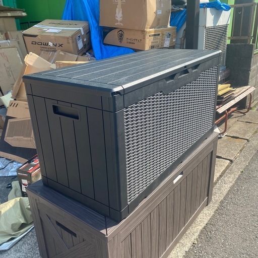 未使用品 Alebert 物置 収納庫 屋外 防水 耐候 380Ｌ大容量 幅123*奥行57*高さ62cm ベランダ収納 大型物置 倉庫 ベランダストッカー 屋外収納 ガーデン収納 ベンチ コンテナ ガーデン/庭/ベランダ 収納 大容量 おしゃれ (ブラック, 380L)