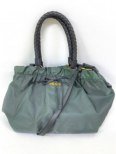 PRADA 2WAY ショルダーバッグ BN1970 ナイロン レザー リボン