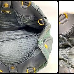 PRADA ２WAY ショルダーバッグ BN1970 ナイロン レザー リボン グリーン 緑 ハンドバッグ ブランド 鞄 プラダの画像