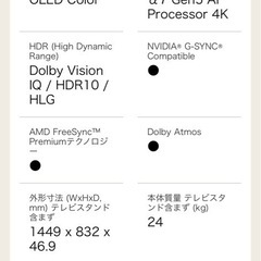 ジャンク 65V型 4K有機ELテレビ OLED65B2PJAの画像