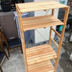 ウッドラック　収納棚　キッチンラック　レンジボード　♻️お売りいただけるお品物あれば、来店時ぜひお持ちください(総合買取)♻️食器棚　5段　段の高さ調整可能【高180横59奥行き39】の画像