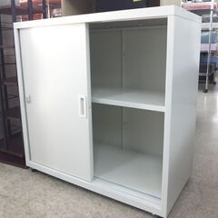 カギ欠品 スチール書庫⑤ 幅80×高80cm 引戸 収納庫 キャビネット 事務用 オフィス家具 引違い☆ 札幌市 北区 屯田の画像