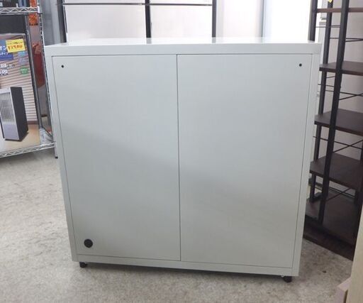 カギ欠品 スチール書庫⑤ 幅80×高80cm 引戸 収納庫 キャビネット 事務用 オフィス家具 引違い☆ 札幌市 北区 屯田