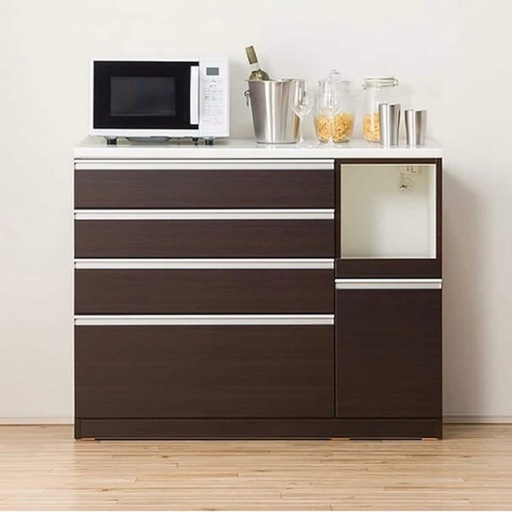 【超美品‼️】定価59,900円♪ ニトリ 120cm幅キッチンカウンター(レジューム) 食器棚 収納家具 木目調ダークブラウン♪