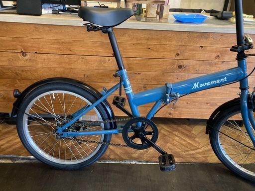 【SALE！4月中防犯登録無料！前後タイヤ・チューブ新品！】シングルギア　20インチ折りたたみ自転車　グレイッシュブルー