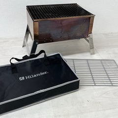 【中古品】Hilander ハイランダー コンパクトステンレスグリル 完売品 バーベキューコンロ 折りたたみ式 焚き火 キャンプ アウトドア用品の画像