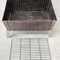 【中古品】Hilander ハイランダー コンパクトステンレスグリル 完売品 バーベキューコンロ 折りたたみ式 焚き火 キャンプ アウトドア用品の画像