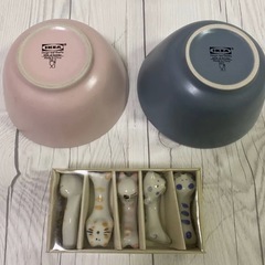 お茶碗×2個　　&   箸置き×5個　の画像