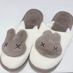 ルームシューズ レディース 室内 スリッパ かわいい ブラウン うさぎ