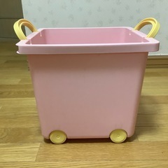 スマイル　キャスター付き　おもちゃ収納ケース　収納ラック　収納ケース　ピンクの画像