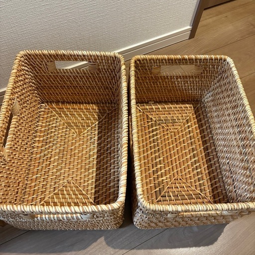 無印良品重なるラタン長方形ボックス (たこやき) 北初富の収納 無印良品重なるラタン長方形ボックス (たこやき) 北初富の収納