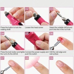 電動ネイルファイルキット ドリルビット6種類付き アクリルネイルの画像