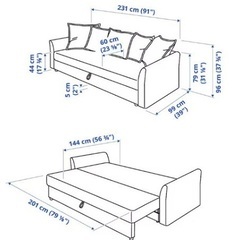 IKEA ホルムスンド 大きめ ソファベッド ホワイト (ぱおきち) 西